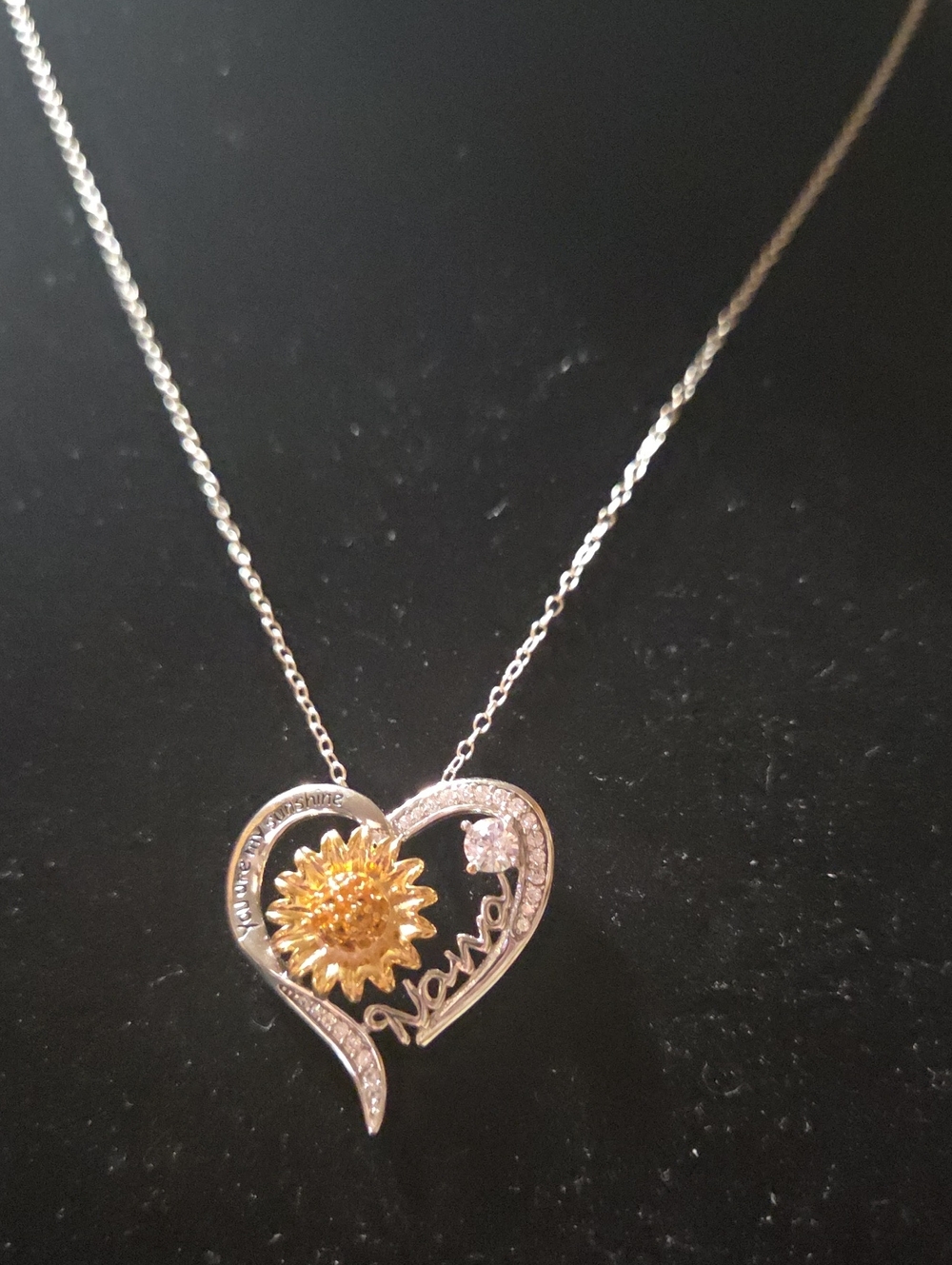 Sterling 925 Sunflower Heart You Are My Sunshine "NANA"